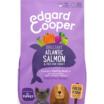 6x Edgard&Cooper Hondenvoer Puppy Verse Zalm en Kalkoen 700 gr