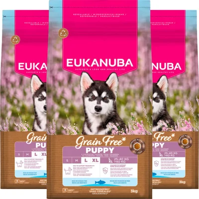 3x Eukanuba Hondenvoer Droog Grain Free Large Oceaanvis Puppy 3 kg