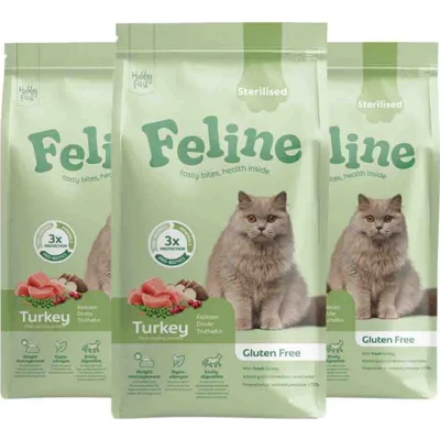 3x HobbyFirst Feline Kattenvoer Droog Sensitive Sterilised 1,5 kg