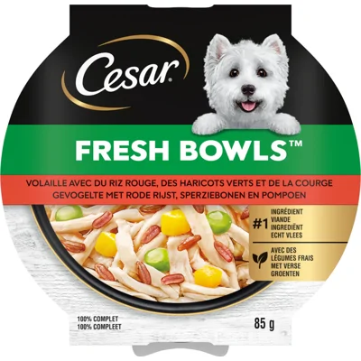 10x Cesar Hondenvoer Nat Fresh Bowls Gevogelte 85 gr