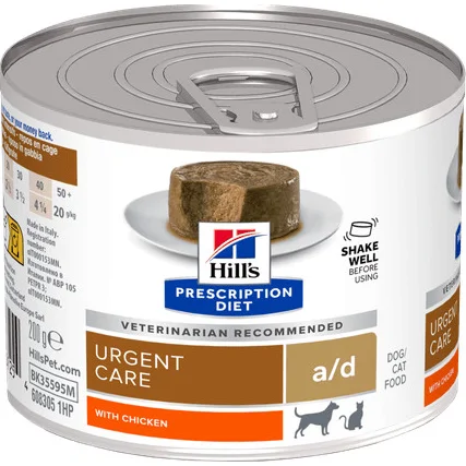 Hill's Prescription Diet a/d Urgent Care hondenvoer en kattenvoer met Kip 12x200 gram
