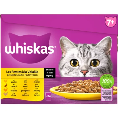2x Whiskas Senior Multipack Gevogelte Selectie in Saus 24 x 85 gr