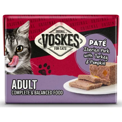 8x Voskes Original Paté Adult Iberisch Varken&Kalkoen&Pompoen 8 x 95 gr