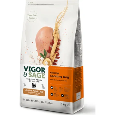 4x Vigor&Sage Hondenvoer Sport en Actief Ginseng 2 kg