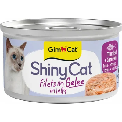 GimCat Kattenvoer Nat ShinyCat Filets in Jelly Tonijn&Garnalen 70 gr