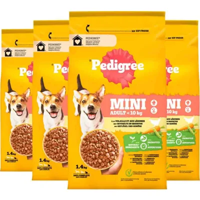 4x Pedigree Adult Hondenbrokken Mini Kip 1,4 kg