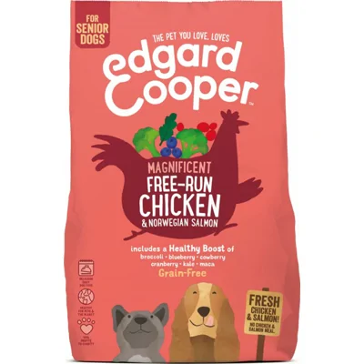 6x Edgard&Cooper Hondenvoer Senior Scharrelkip - Noorse Zalm 700 gr