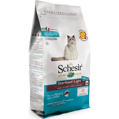 6x Schesir Kat Dry Sterilized Vis 1,5 kg