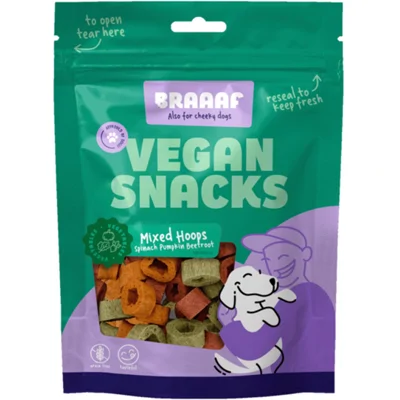10x Braaaf Mixed Hoops Spinach Pumpkin Beetroot Hondensnack 80 gr