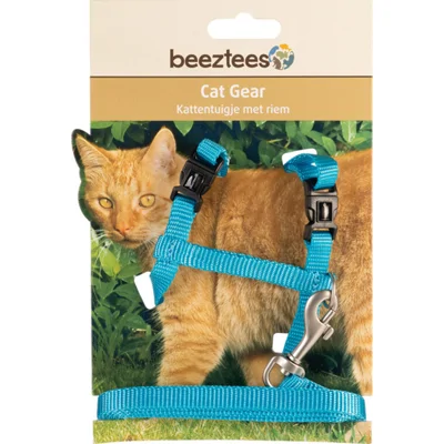 Beeztees Nylon Kattentuig Uni - 27-45 x 1 cm - Lichtblauw