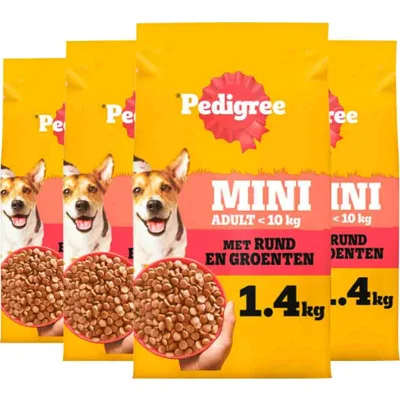 4x Pedigree Adult Hondenbrokken Mini Rund 1,4 kg