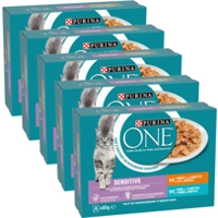 5x Purina ONE Adult Sensitive Kattenvoer Nat Kip&Tonijn 8 x 85 gr product name