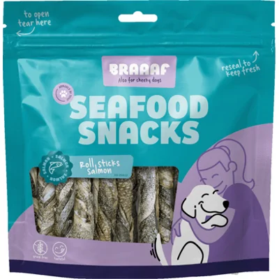 Braaaf Rol Sticks Hondensnack Zalm 12 cm 175 gr