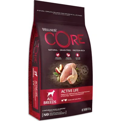 Wellness Core Hondenvoer All Breeds Active Life Kalkoen&Kip 10 kg
