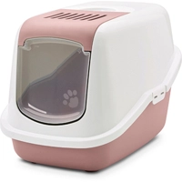 Kattenbak Nestor roze/wit 56X39X39