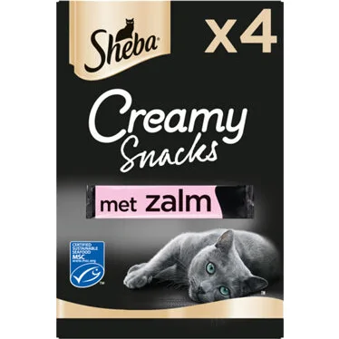 Sheba Creamy Snacks met zalm kattensnack (4 st) Per 2