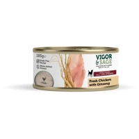 12x Vigor&Sage Hondenvoer Vers-in-Blik Kip - Ginseng 185 gr