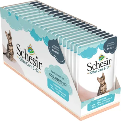 20x Schesir Kattenvoer Kitten 3-13 Tonijn in Gelei 85 gr
