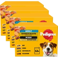 4x Pedigree Adult Hondenvoer Maaltijdzakjes in Saus Gevogelte en Groenten 12 x 100 gr