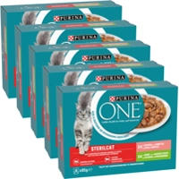 5x Purina ONE Adult Sterilcat Kattenvoer Nat Kalkoen&Zalm 8 x 85 gr