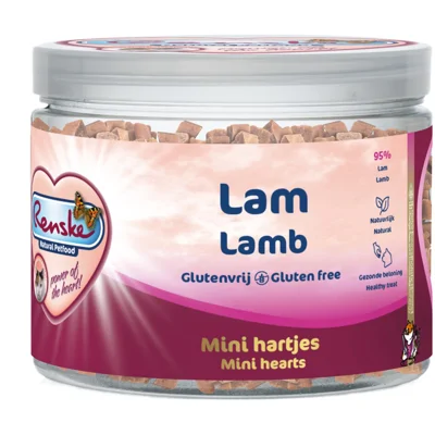 Renske Gezonde Beloning Hartjes Kattensnack mini Lam 100 gr