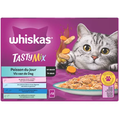 Whiskas Adult Multipack Vis van de Dag Selectie in Saus 12 x 85 gr