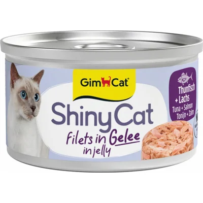 GimCat Kattenvoer Nat ShinyCat Filets in Jelly Tonijn&Zalm 70 gr