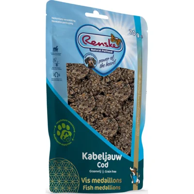 Renske Gezonde Beloning Medallions Hondensnack Kabeljauw 70 gr