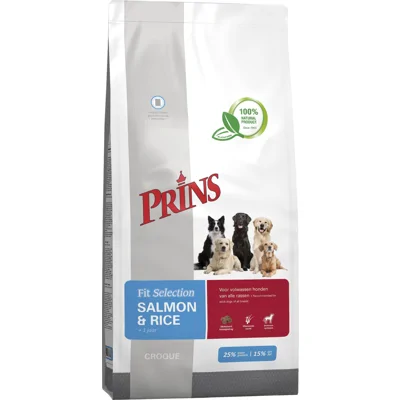Prins Fit Selection met zalm en rijst hondenvoer 14 kg