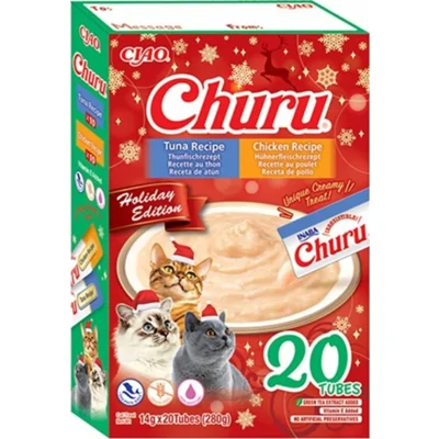 Ciao Kattenvoer Nat Churu Puree Christmas Varieties 20x14 gr