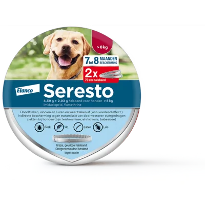 Seresto teken- en vlooienband hond vanaf 8kg 2-pack 70cm