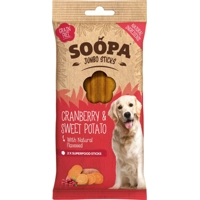 Soopa Jumbo Dental Sticks met cranberry & zoete aardappel voor de hond Per 2