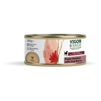 12x Vigor&Sage Hondenvoer Vers-in-Blik Kip - Goji Berry 185 gr