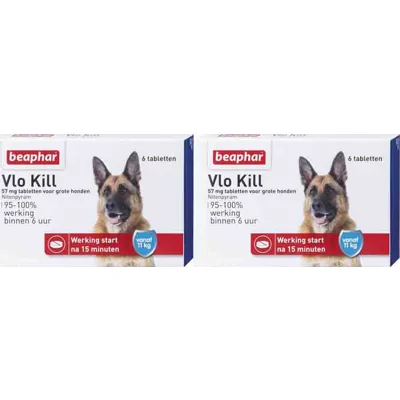 2x Beaphar Vlo Kill Anti Vlooien Tabletten Hond 11 - 57 kg 6 tabletten