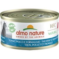 48x Almo Nature HFC Natural Kattenvoer Nat Blikje Tonijn&Kip&Kaas 70 gr