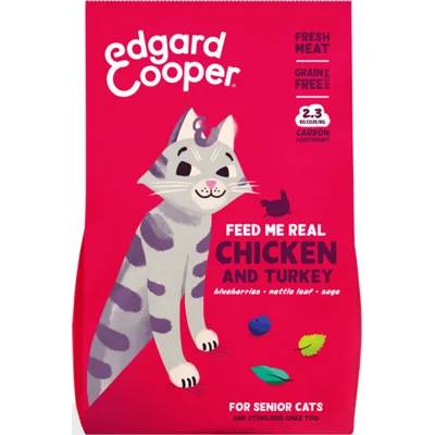 4x Edgard&Cooper Kattenvoer Senior Kip - Kalkoen 2 kg