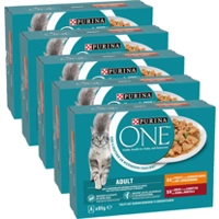 5x Purina ONE Fijne Malse Reepjes in Saus Kip - Rund 8 x 85 gr