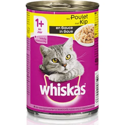 Whiskas Blik Adult Brokjes in Saus Kip 400 gr