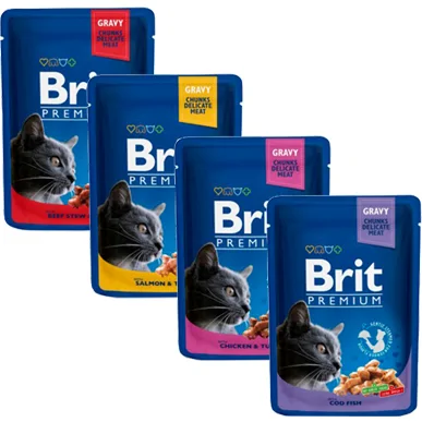Brit Premium Cat Pouches - Adult - Kabeljauw - 24 x 100 g