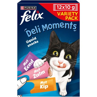 Felix Deli Moments Kat Liquid Snacks Eend, Zalm & Kip 12x10 gr