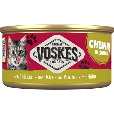 Voskes Kattenvoer Nat Chunks Saus Kip 85 gr