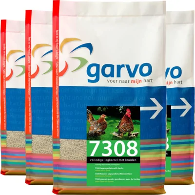 4x Garvo Kippenvoer Volledige Legkorrel met Kruiden 4 kg