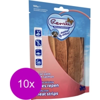 10x Renske Gezonde Beloning Vleesrepen Hondensnack Zalm 100 gr