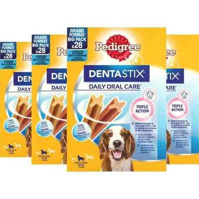 4x Pedigree Dentastix Hondensnacks Medium Multipack 28-pack 720 gr
