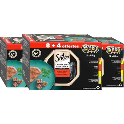 3x Sheba Kattenvoer Nat Classic Traiteur Paté Selectie Multipack 12x85 gr