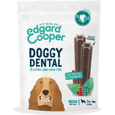 Edgard & Cooper Doggy Dental Munt & Aardbei Medium 7 sticks