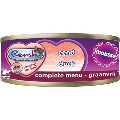 Renske Graanvrij mousse eend hypoallergeen natvoer kat (blik) 1 tray (24 x 70 g)