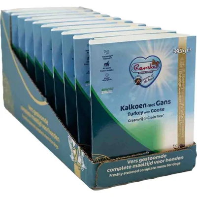 10x Renske Vers Gestoomd Complete Menu Hondenvoer Nat Kalkoen&Gans Graanvrij 395 gr