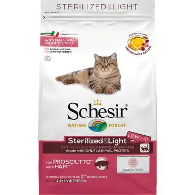 6x Schesir Kattenvoer Dry Sterilized Ham 1,5 kg