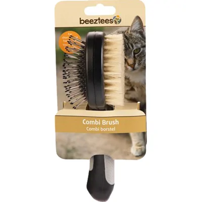 Beeztees Combi Borstel - Kat - Zwart / Grijs